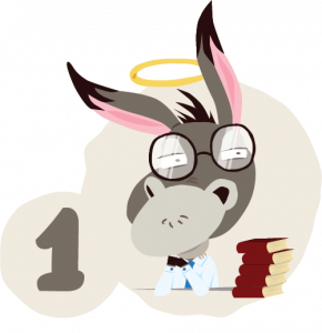 5 tips to become more creative cartoon illustration of a nerdy donkey posing alongside a stack of books